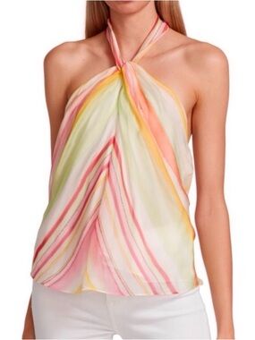 🆕- Ramy Brook- Fern Pastel Striped Flowy Halter Top. Size: Small